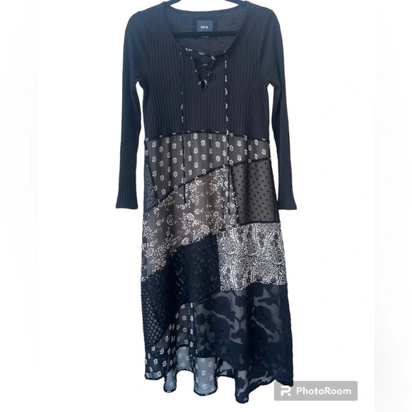 Maeve | Anthropologie | Belle Noir Patchwork Dress Whimsigoth - Picture 6 of 7